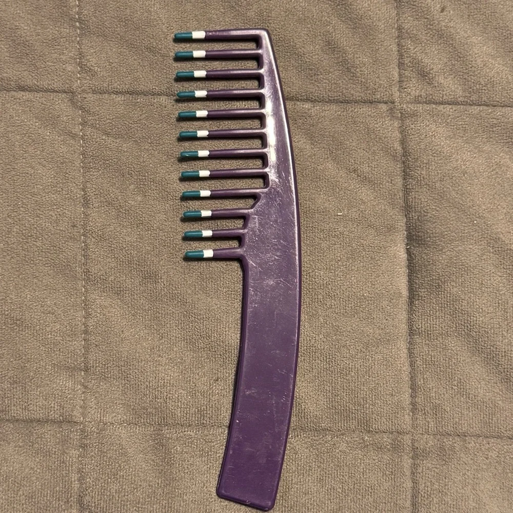 Vintage Mebco Double Dip Wide Tooth Detangler Comb for Men & Women Purple Teal